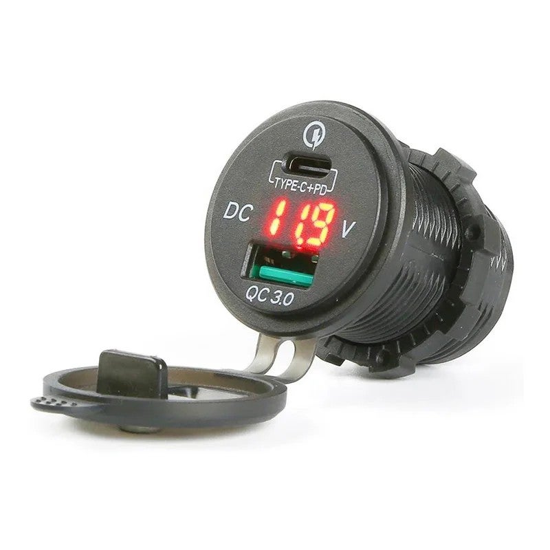 Bluejw Dual USB Car Charger Adapter with Cigarette Lighter Socket & LED Voltmeter - Automobile Chargers for Fast Mobile Phone Smart Charging - Image 2